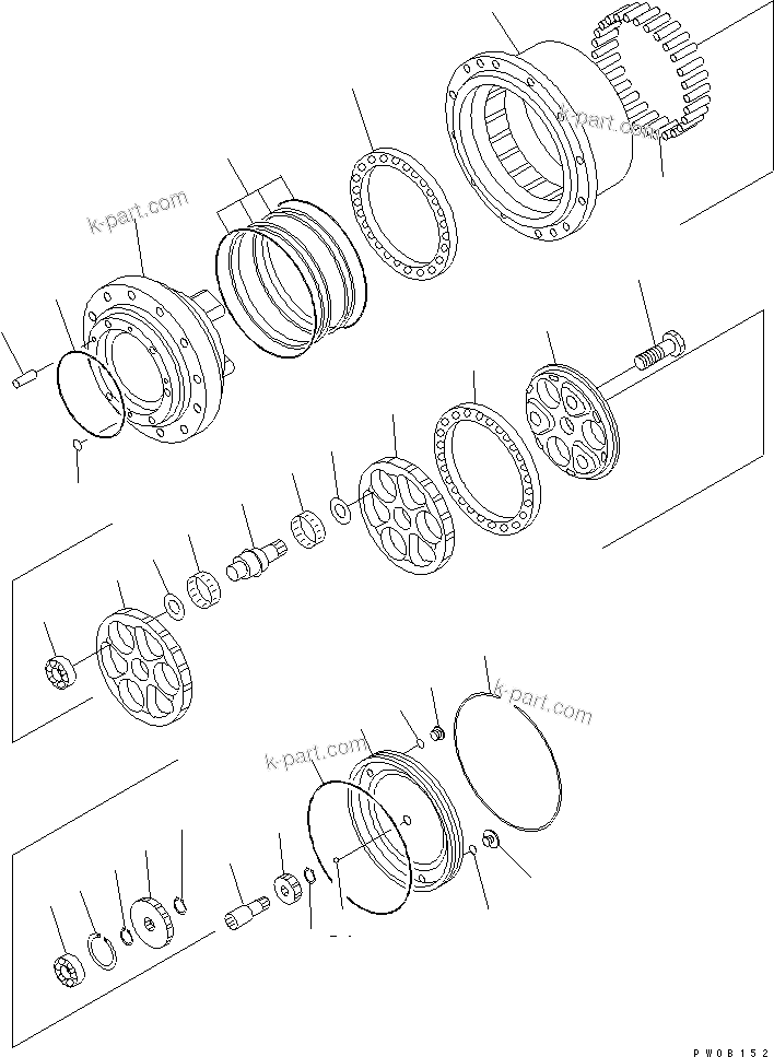 Komatsu parts book diagram for PC60-7 S/N 45001-UP: TRAVEL M0TOR (3/3)(#58728-)