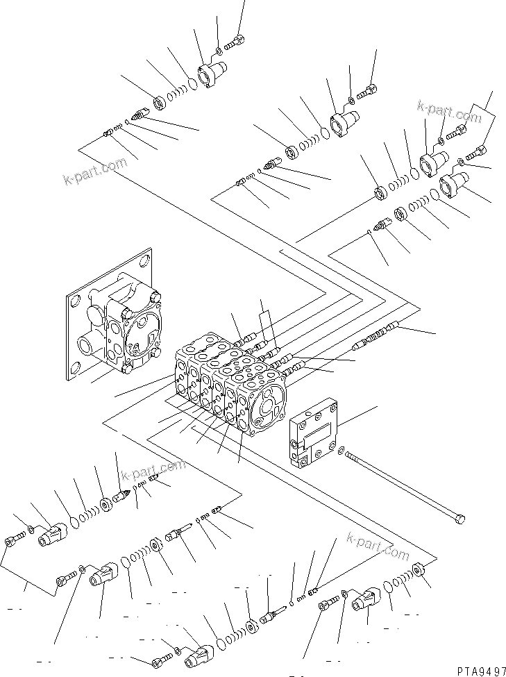 Komatsu parts book diagram for PC60-7 S/N 45001-UP: MAIN VALVE (6-VALVE) (1/6)(#45001-52373)
