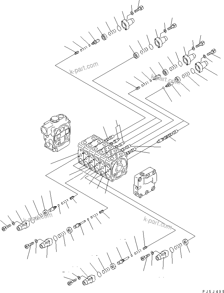 Komatsu parts book diagram for PC60-7 S/N 45001-UP: MAIN VALVE (6-VALVE) (1/6)(#52374-)
