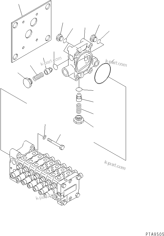 Komatsu parts book diagram for PC60-7 S/N 45001-UP: MAIN VALVE (7-VALVE) (7/7)(#45001-52373)