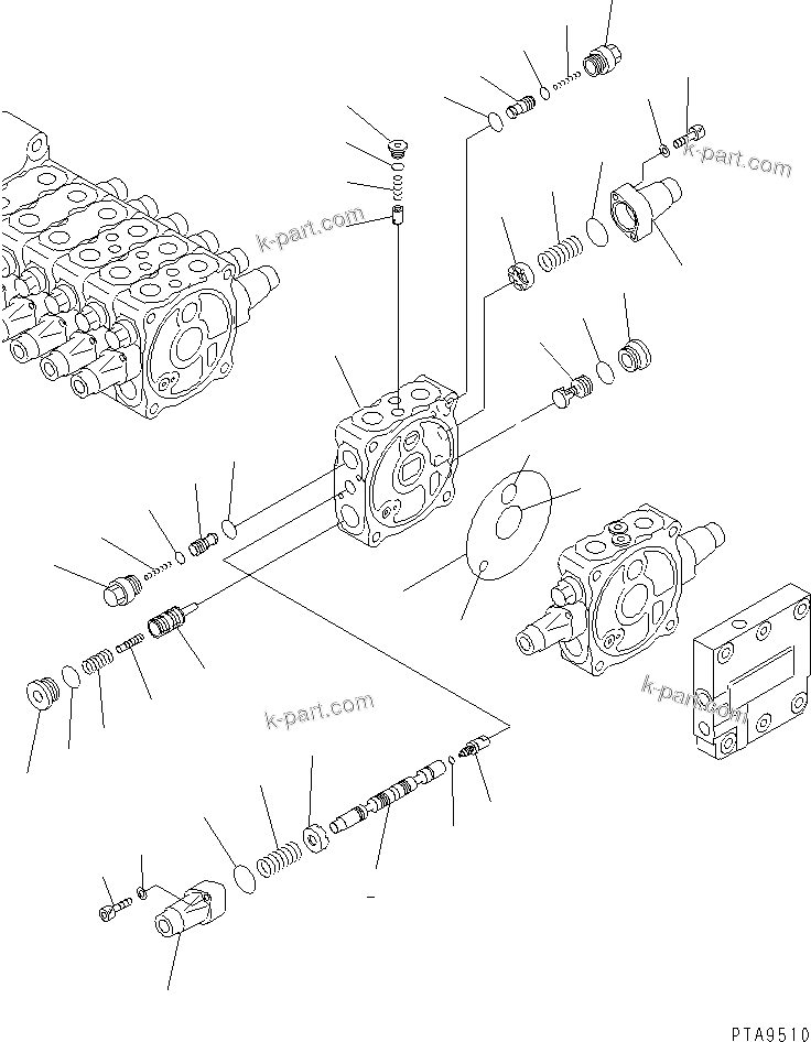 Komatsu parts book diagram for PC60-7 S/N 45001-UP: MAIN VALVE (8-VALVE) (6/8)(#45001-52373)