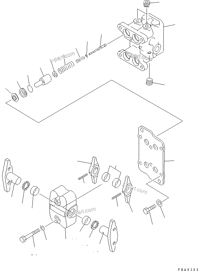 Komatsu parts book diagram for PC60-7 S/N 45001-UP: PPC VALVE (FOR TRAVEL)(#52374-53297)