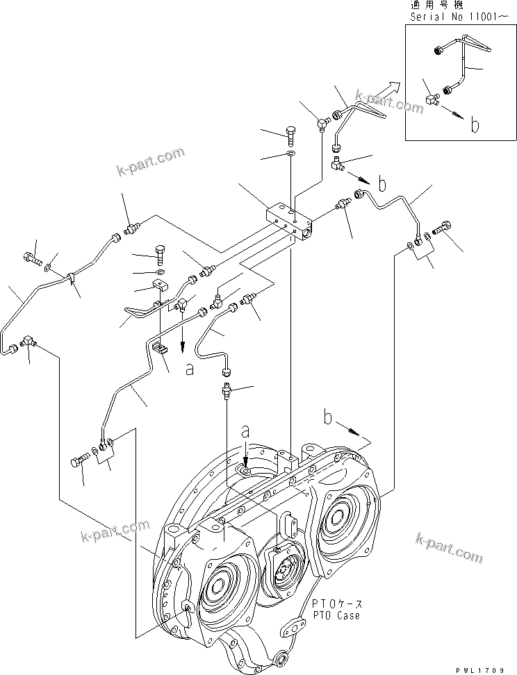 Komatsu parts book diagram for PC600-6A-KJ S/N 10001-UP: POWER TAKE OFF (LUBRICATION) (PIPING)