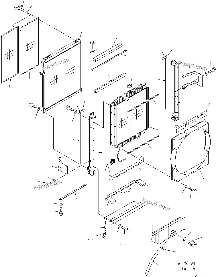 Komatsu parts book diagram for PC600-6A-KJ S/N 10001-UP: COOLING (RADIATOR AND OIL COOLER) (EU SPEC.)(#10061-10999)