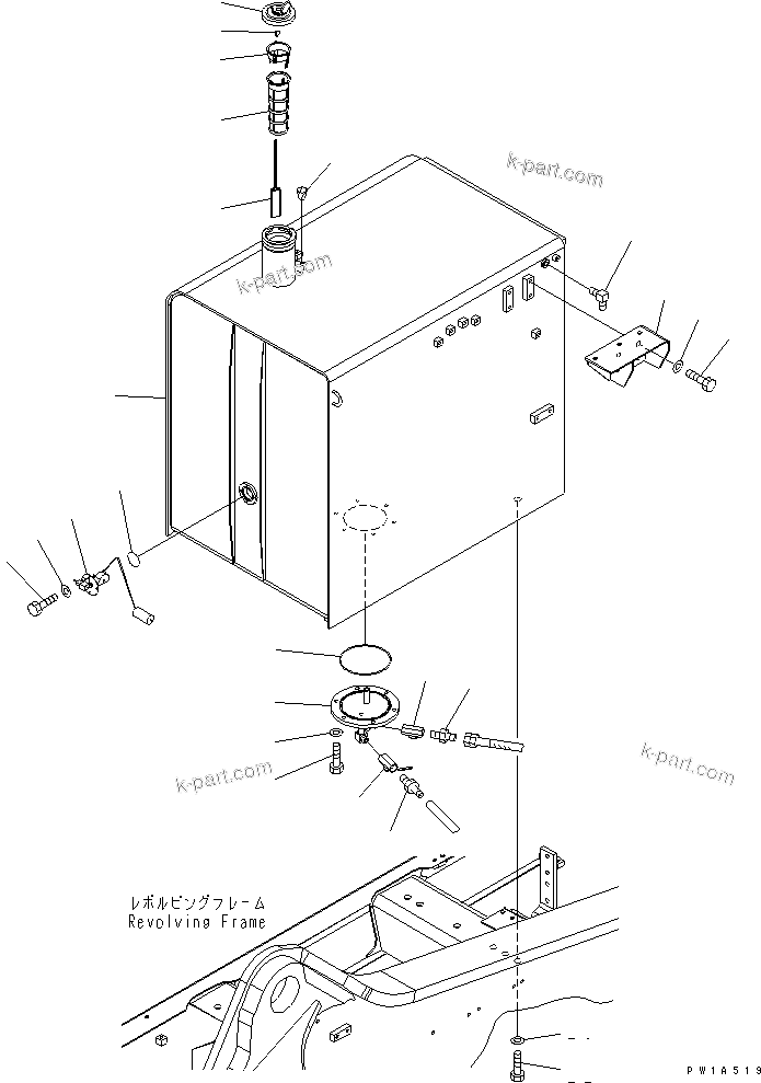 Komatsu parts book diagram for PC600-6A-KJ S/N 10001-UP: FUEL TANK(#11001-)