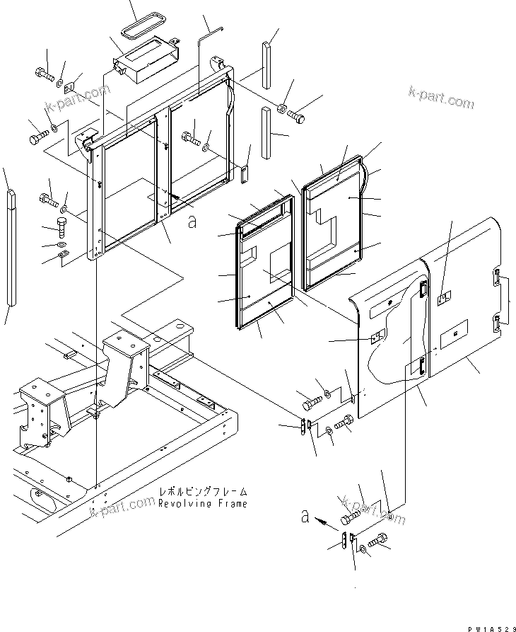 Komatsu parts book diagram for PC600-6A-KJ S/N 10001-UP: LEFT SIDE COVER (MACHINE CAB)(#11001-)