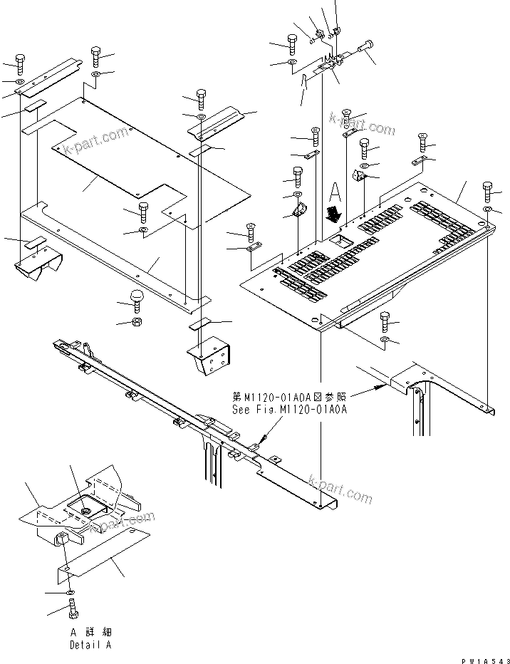 Komatsu parts book diagram for PC600-6A-KJ S/N 10001-UP: COVER (UPPER) (MACHINE CAB)(#11001-)