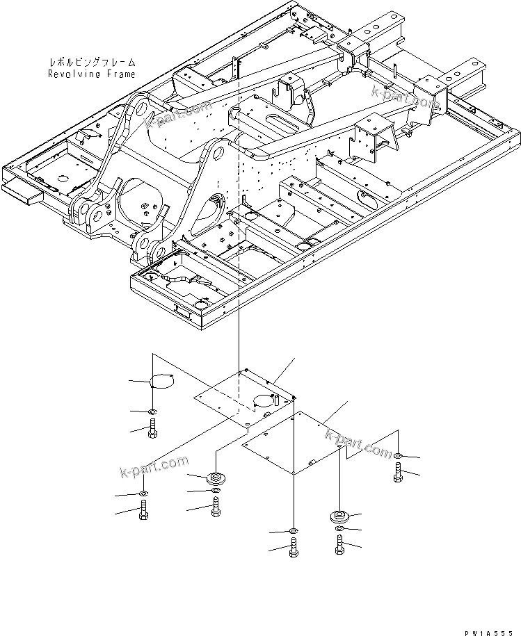 Komatsu parts book diagram for PC600-6A-KJ S/N 10001-UP: UNDER COVER (HEAVY DUTY) (REVOLVING FRAME) (DECK ? R.H.)(#11001-)