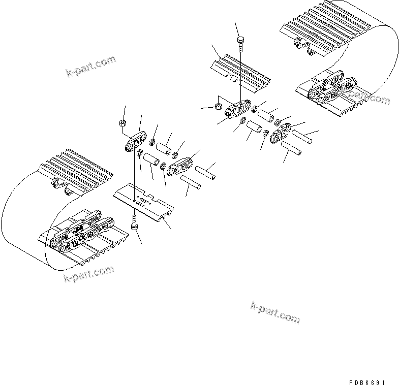 Komatsu parts book diagram for PC600-6A-KJ S/N 10001-UP: TRACK SHOE (TRIPLE GROUSER WITH HOLE) (600MM WIDE)