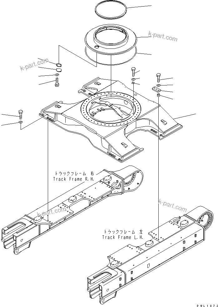 Komatsu parts book diagram for PC600-6A-KJ S/N 10001-UP: CENTER FRAME (WITH UNDER COVER)