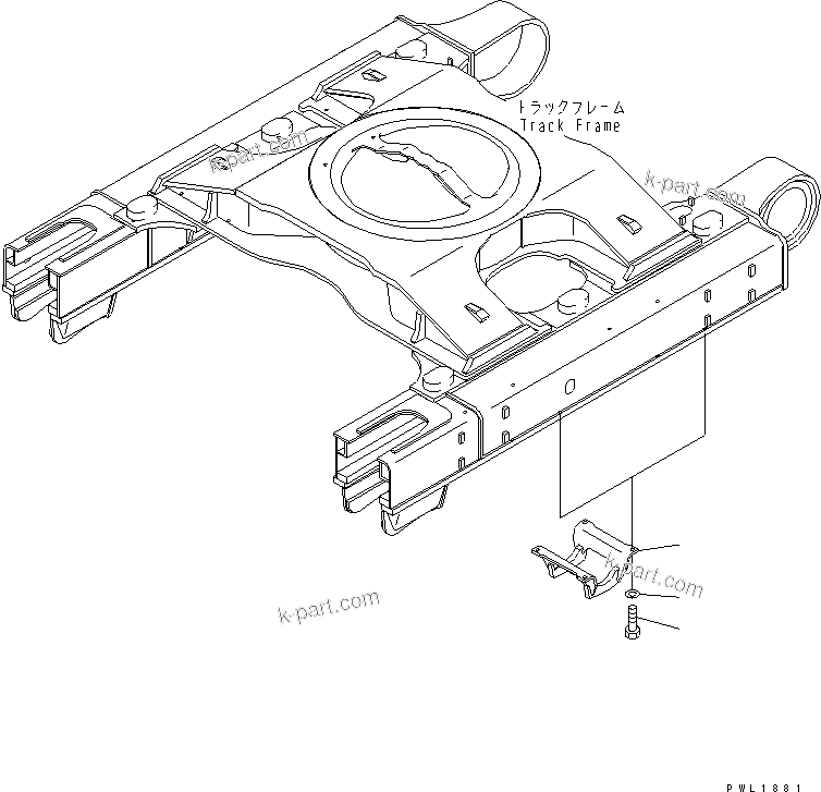 Komatsu parts book diagram for PC600-6A-KJ S/N 10001-UP: TRACK FRAME (TRACK ROLLER GUARD) (L.H.)(#10104-)