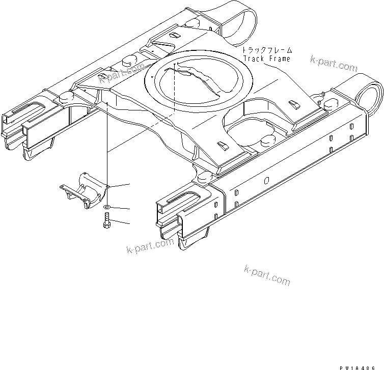 Komatsu parts book diagram for PC600-6A-KJ S/N 10001-UP: TRACK FRAME (TRACK ROLLER GUARD) (R.H.)(#10104-)