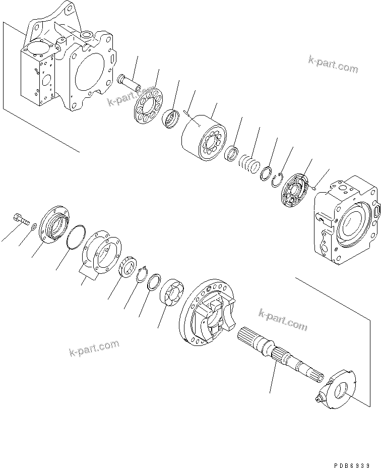 Komatsu parts book diagram for PC600-6A-KJ S/N 10001-UP: MAIN PUMP (2/14) (NO.1 PUMP)