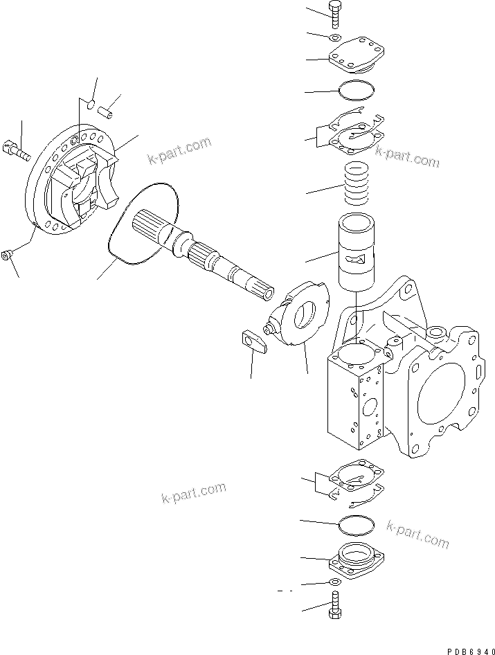 Komatsu parts book diagram for PC600-6A-KJ S/N 10001-UP: MAIN PUMP (3/14) (NO.1 PUMP)