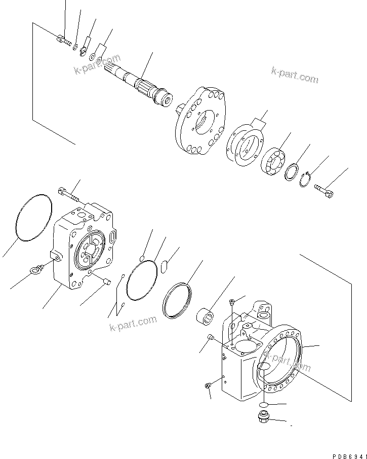 Komatsu parts book diagram for PC600-6A-KJ S/N 10001-UP: MAIN PUMP (4/14) (NO.1 PUMP)