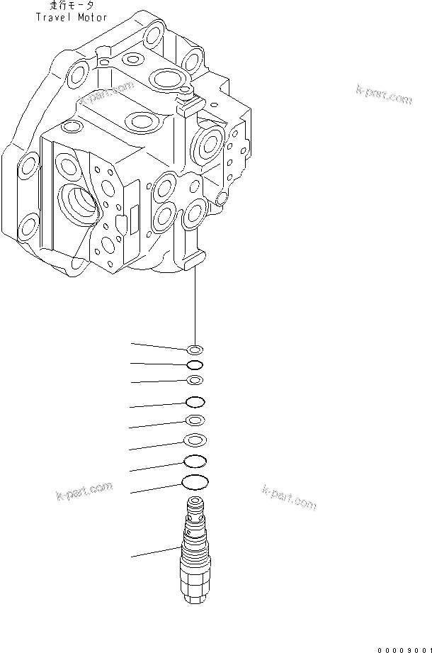Komatsu parts book diagram for PC600-6A-KJ S/N 10001-UP: TRAVEL MOTOR (3/3)