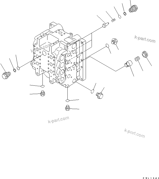 Komatsu parts book diagram for PC600-6A-KJ S/N 10001-UP: MAIN VALVE (6/8)