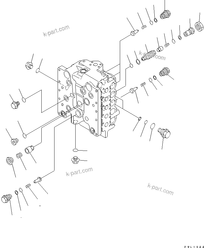 Komatsu parts book diagram for PC600-6A-KJ S/N 10001-UP: MAIN VALVE (8/8)