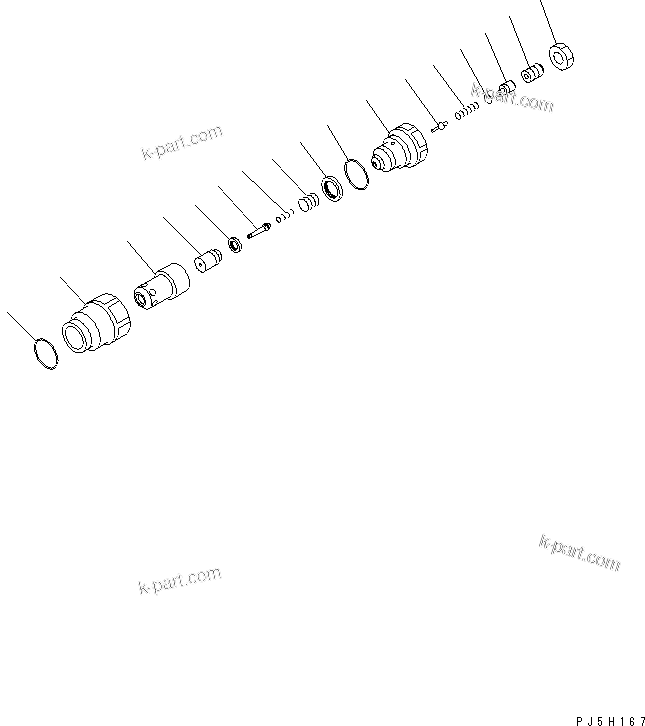Komatsu parts book diagram for PC600-6A-KJ S/N 10001-UP: SAFETY VALVE (FOR ATTACHMENT) (VALVE AND HOSE) (2-ACTUATOR)(#11001-)