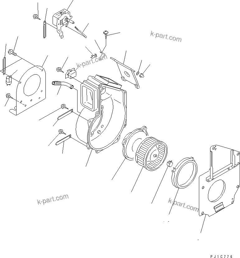 Komatsu parts book diagram for PC600-6A-KJ S/N 10001-UP: BLOWER ASS'Y (FOR AIR CONDITIONER)(#11038-)