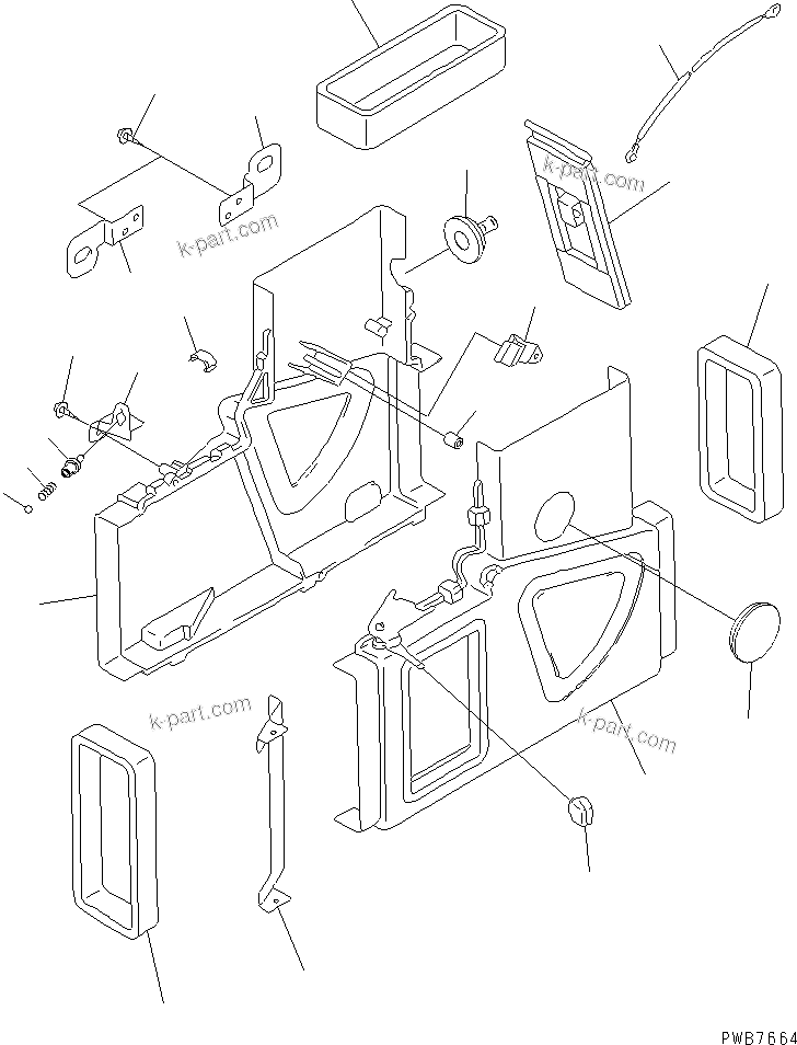 Komatsu parts book diagram for PC600-6A-KJ S/N 10001-UP: BOX ASS'Y (AIR DAMPER CASE) (FOR AIR CONDITIONER)