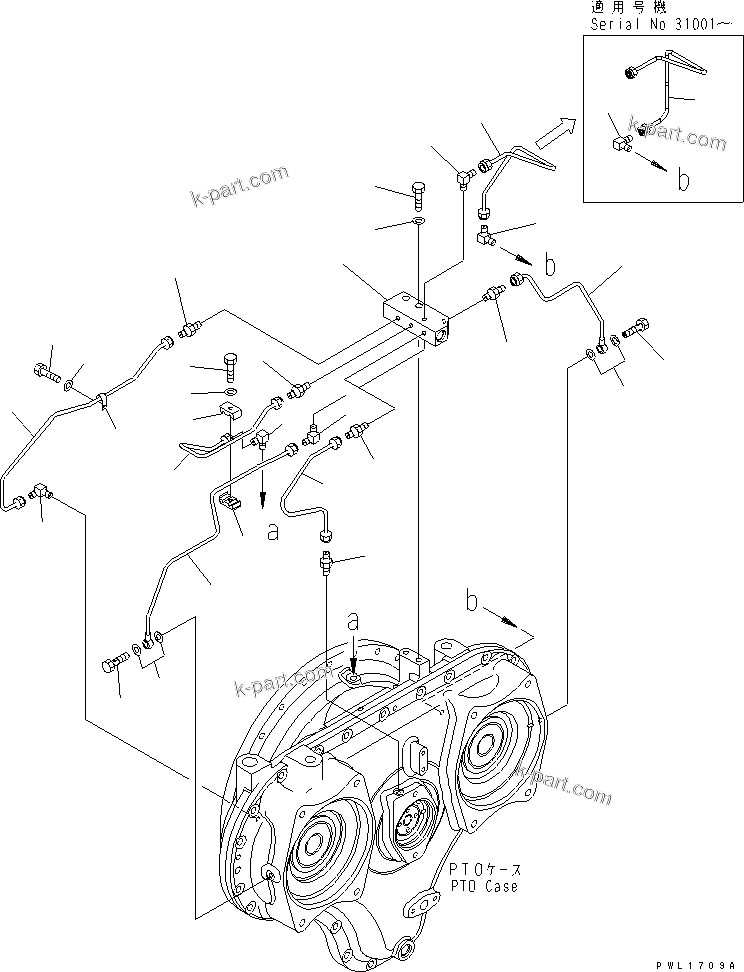 Komatsu parts book diagram for PC650-6A S/N 30001-UP: POWER TAKE OFF (LUBRICATION) (PIPING)