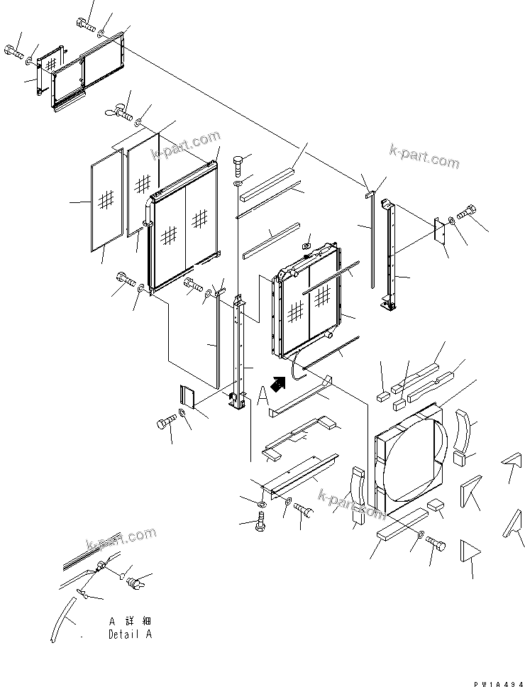 Komatsu parts book diagram for PC650-6A S/N 30001-UP: COOLING (RADIATOR AND OIL COOLER)(#31001-)