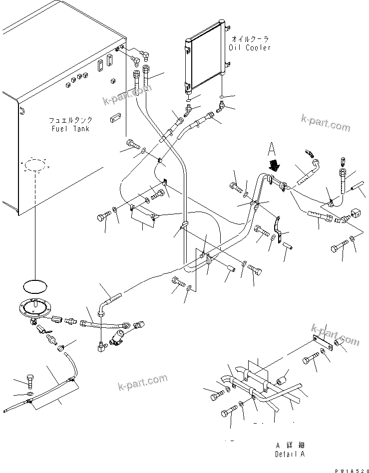 Komatsu parts book diagram for PC650-6A S/N 30001-UP: FUEL LINE (1/2)(#31001-)