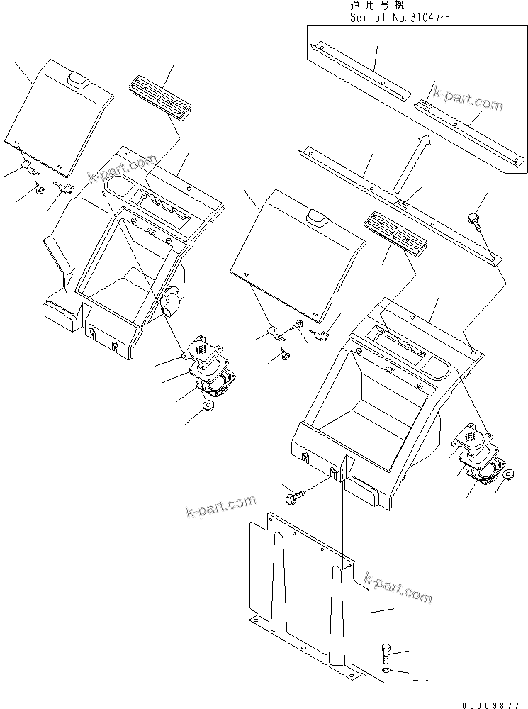 Komatsu parts book diagram for PC650-6A S/N 30001-UP: SEAT REAR COVER (WITH 2 SPEAKER) (WITH AIR CONDITIONER)