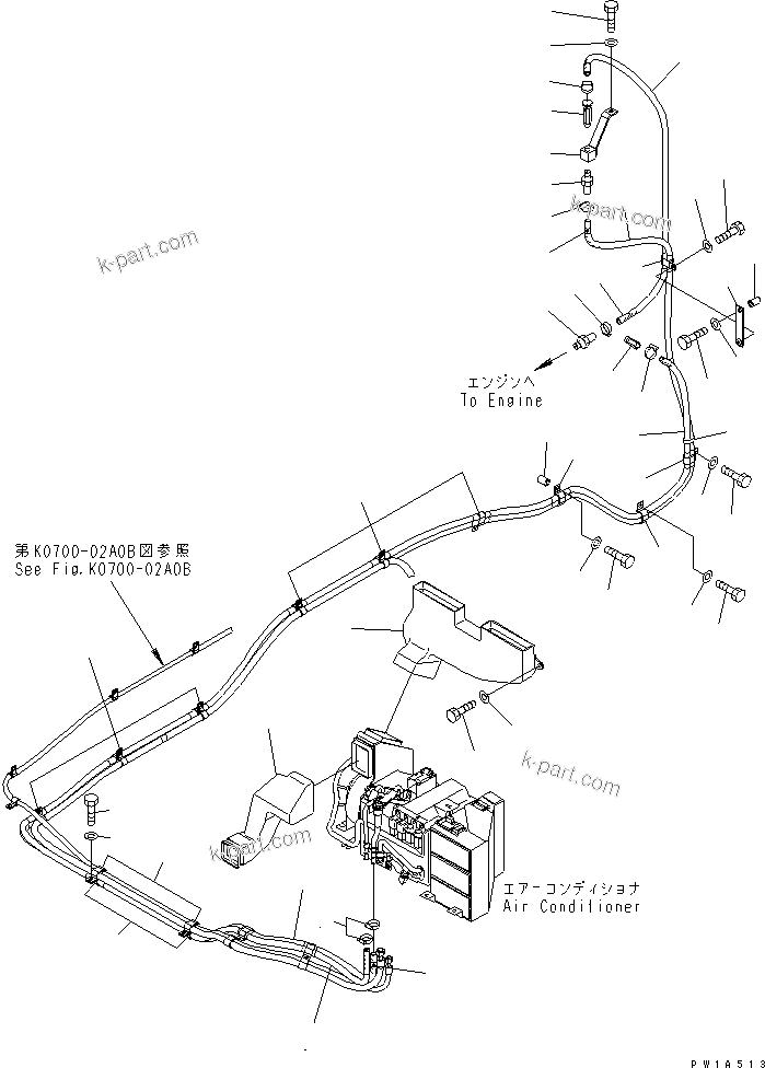 Komatsu parts book diagram for PC650-6A S/N 30001-UP: AIR CONDITIONER (HEATER HOSE AND DCUT)(#31001-)