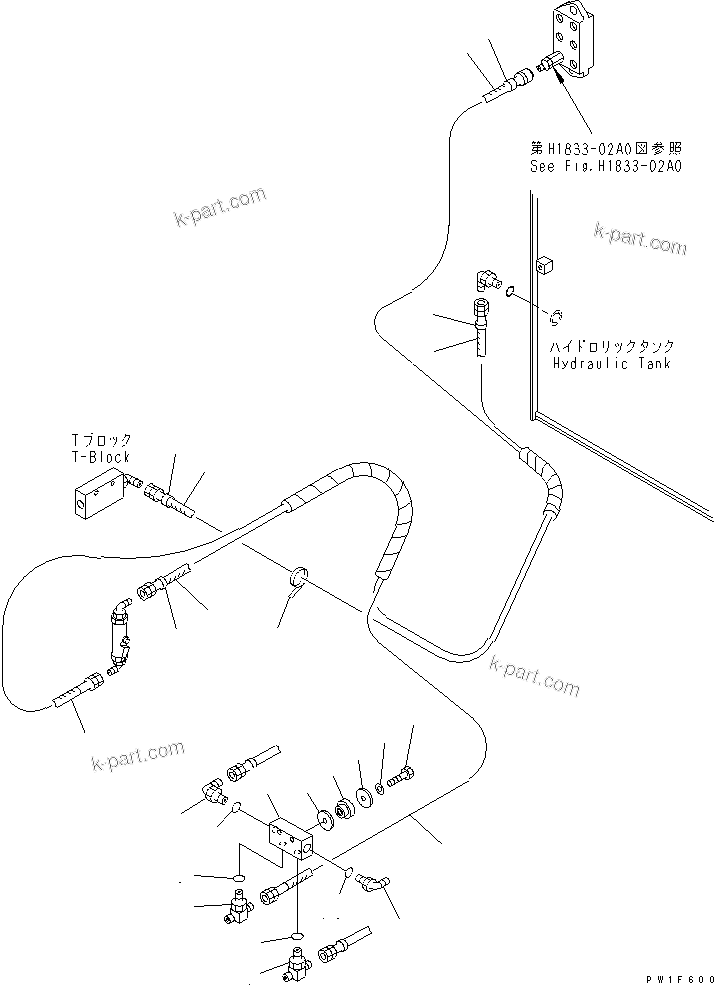 Komatsu parts book diagram for PC650-6A S/N 30001-UP: FLOOR FRAME (PPC WORK LINE) (HOSE AND BLOCK) (2 ACTUATOR)(#31001-)