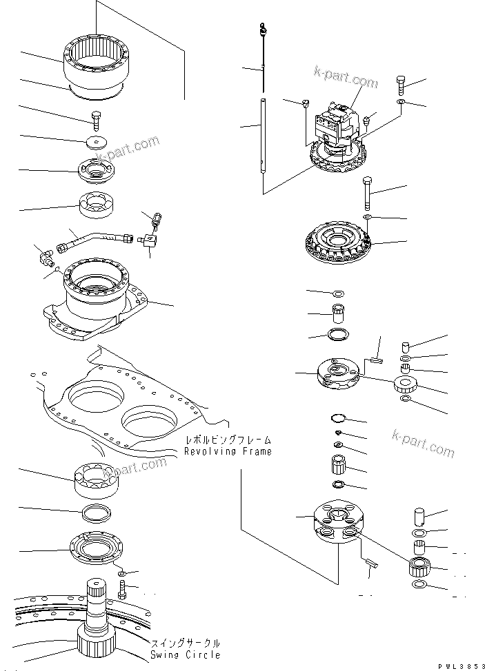 Komatsu parts book diagram for PC650-6A S/N 30001-UP: SWING MACHINERY (L.H.)(#30002-)