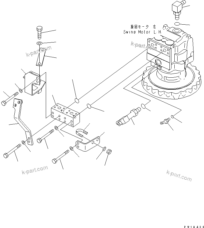 Komatsu parts book diagram for PC650-6A S/N 30001-UP: SWING MACHINERY (BLOCK) (1 ACTUATOR) (L.H.)(#31001-)