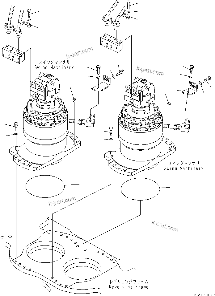 Komatsu parts book diagram for PC650-6A S/N 30001-UP: SWING MACHINERY (BRACKET AND FLANGE)
