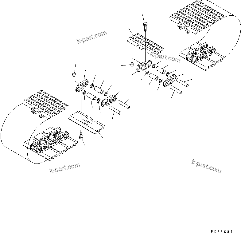 Komatsu parts book diagram for PC650-6A S/N 30001-UP: TRACK SHOE (TRIPLE GROUSER WITH HOLE) (750MM WIDE)