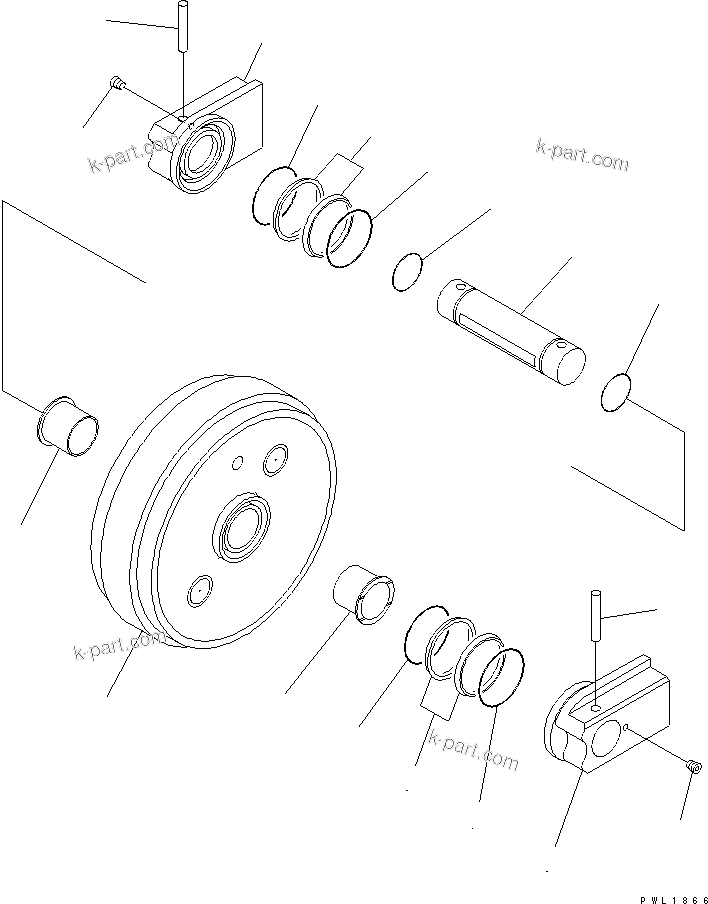 Komatsu parts book diagram for PC650-6A S/N 30001-UP: TRACK FRAME (FRONT IDLER) (L.H.)(#30017-)