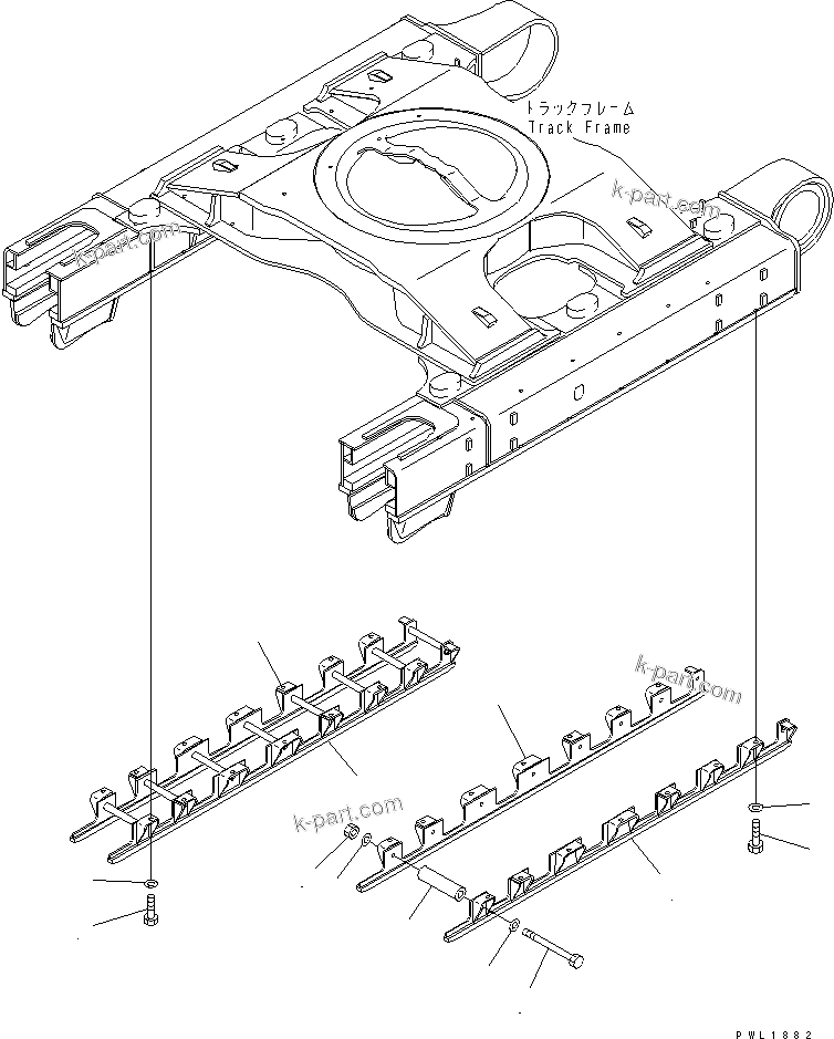 Komatsu parts book diagram for PC650-6A S/N 30001-UP: TRACK ROLLER FULL GUARD(#30017-)
