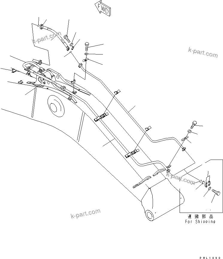 Komatsu parts book diagram for PC650-6A S/N 30001-UP: BOOM (7.3M) (ARM CYLINDER LINE)