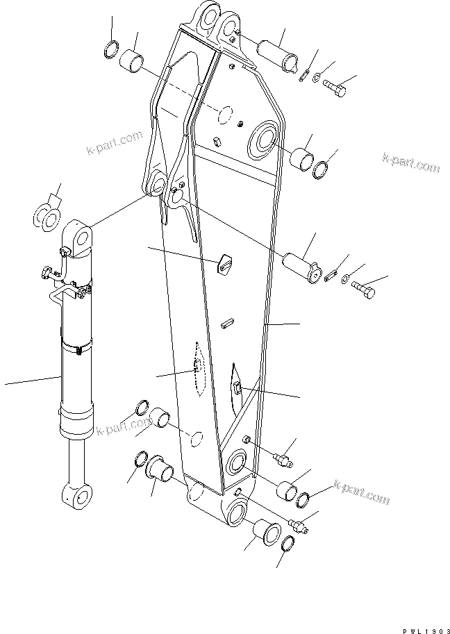 Komatsu parts book diagram for PC650-6A S/N 30001-UP: ARM (3.5M) (ARM AND BUCKET CYLINDER) (FOR ADDITIONAL PIPING)