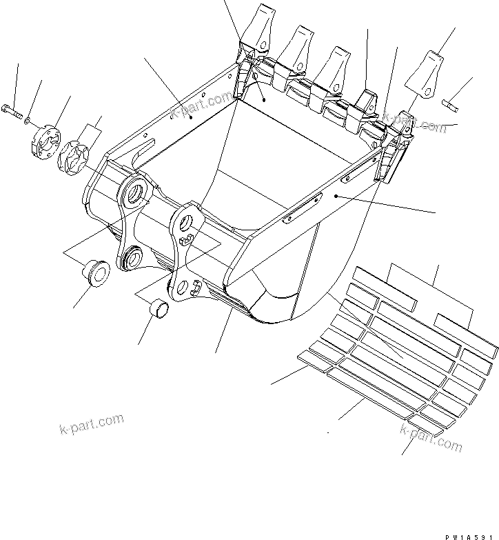 Komatsu parts book diagram for PC650-6A S/N 30001-UP: 2.8M3 HORIZONTAL PIN TYPE BUCKET(#31001-)