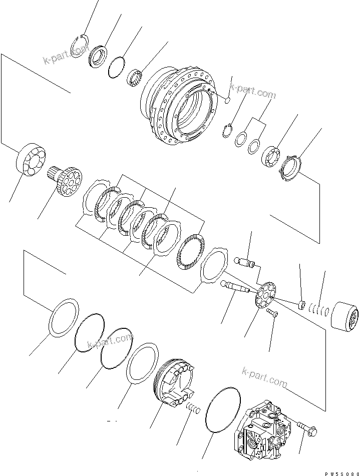 Komatsu parts book diagram for PC650-6A S/N 30001-UP: TRAVEL MOTOR (2/3)