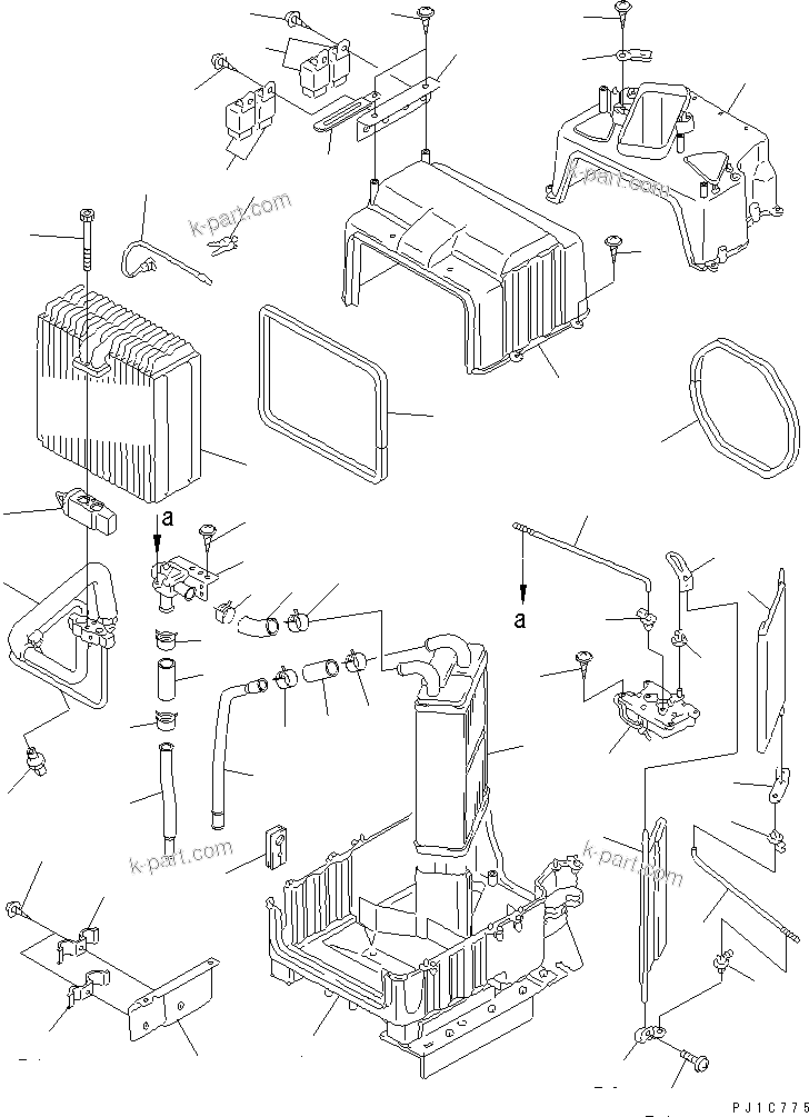 Komatsu parts book diagram for PC650-6A S/N 30001-UP: CORE UNIT ASS'Y (FOR AIR CONDITIONER)(#31015-)