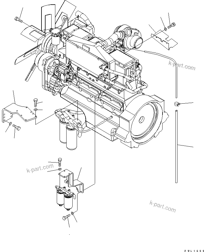 Komatsu parts book diagram for PC650-6 S/N 30001-UP: ENGINE RELATED PARTS (BRACKET)(#30001-30999)