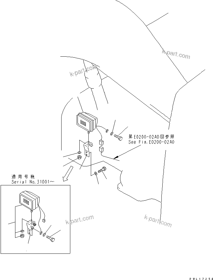 Komatsu parts book diagram for PC650-6 S/N 30001-UP: WIRING (WORKING LAMP FRONT)