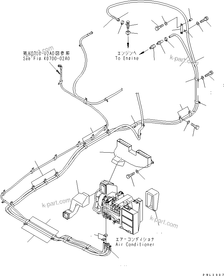 Komatsu parts book diagram for PC650-6 S/N 30001-UP: AIR CONDITIONER (HEATER HOSE AND DCUT)(#30001-30999)