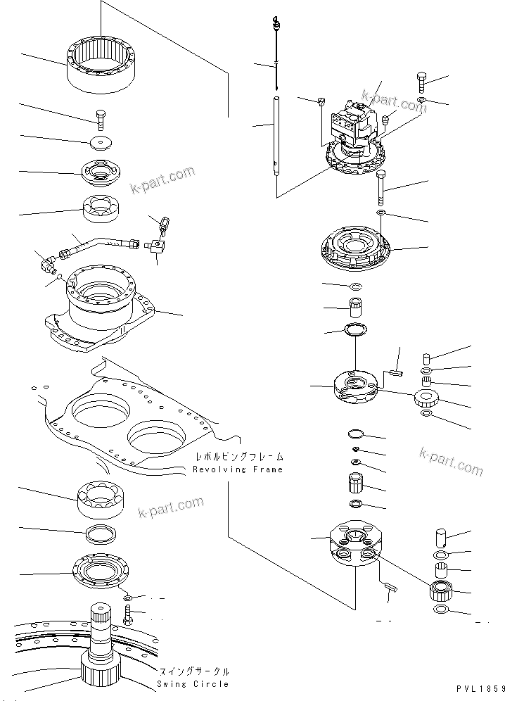 Komatsu parts book diagram for PC650-6 S/N 30001-UP: SWING MACHINERY (R.H.)(#30001-30001)