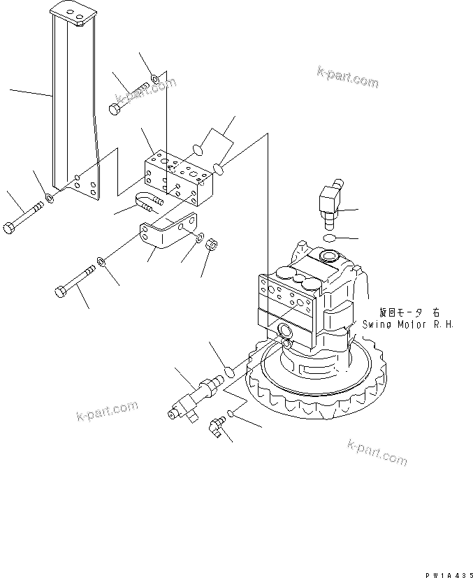Komatsu parts book diagram for PC650-6 S/N 30001-UP: SWING MACHINERY (BLOCK) (1 ACTUATOR) (R.H.) (FOR BREAKER)