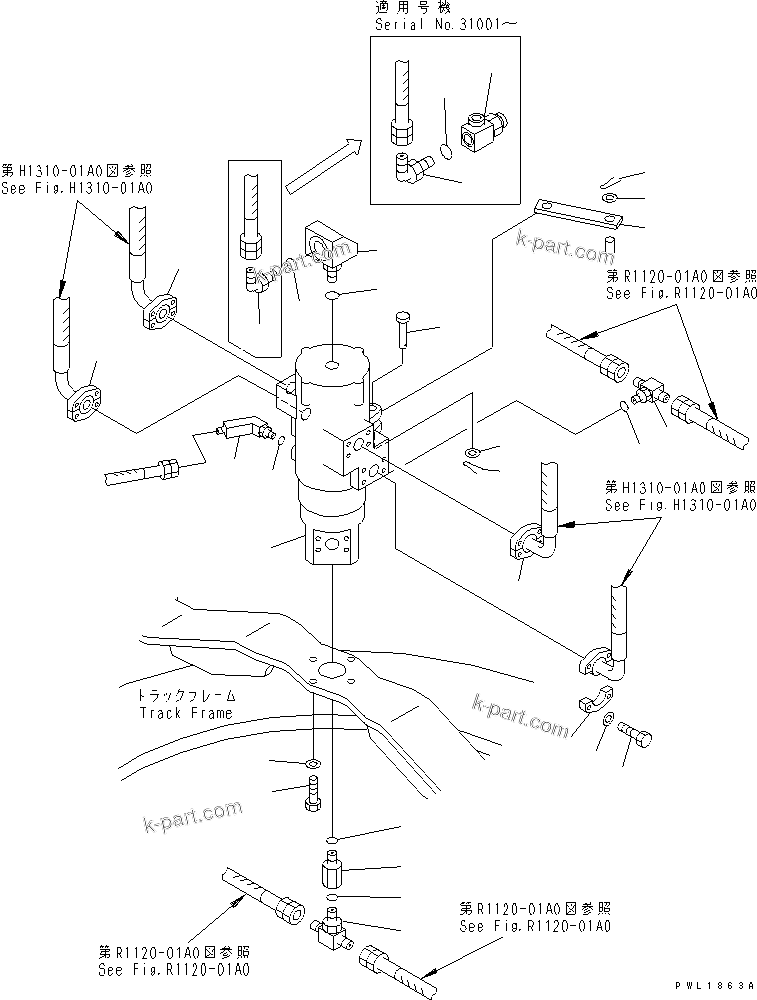 Komatsu parts book diagram for PC650-6 S/N 30001-UP: SWIVEL JOINT
