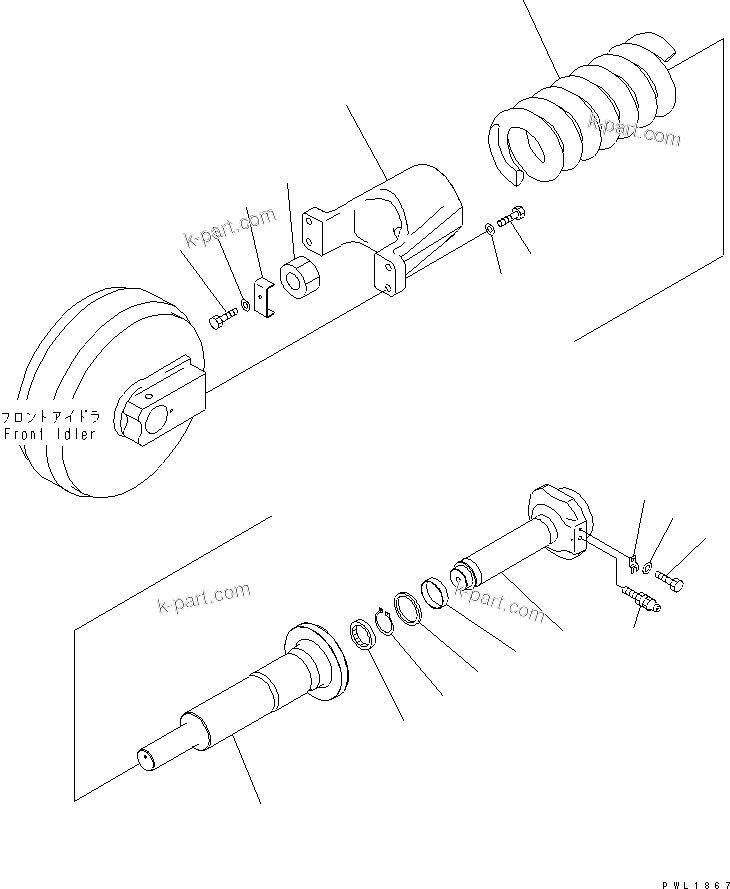 Komatsu parts book diagram for PC650-6 S/N 30001-UP: IDLER CUSHION(#30001-30016)