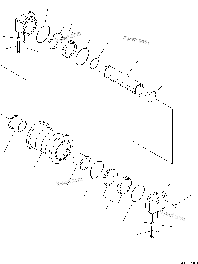 Komatsu parts book diagram for PC650-6 S/N 30001-UP: TRACK FRAME (TRACK ROLLER) (L.H.)(#30017-)